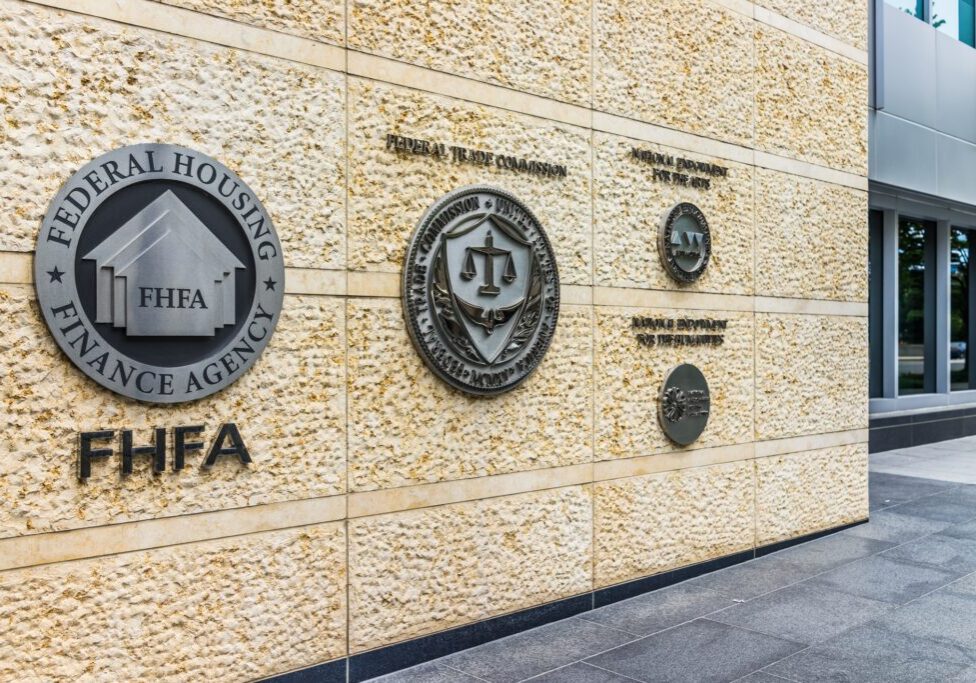 Federal Trade Commission And Housing Finance Agency Seals In Downtown With Closeup Of Sign And Logo